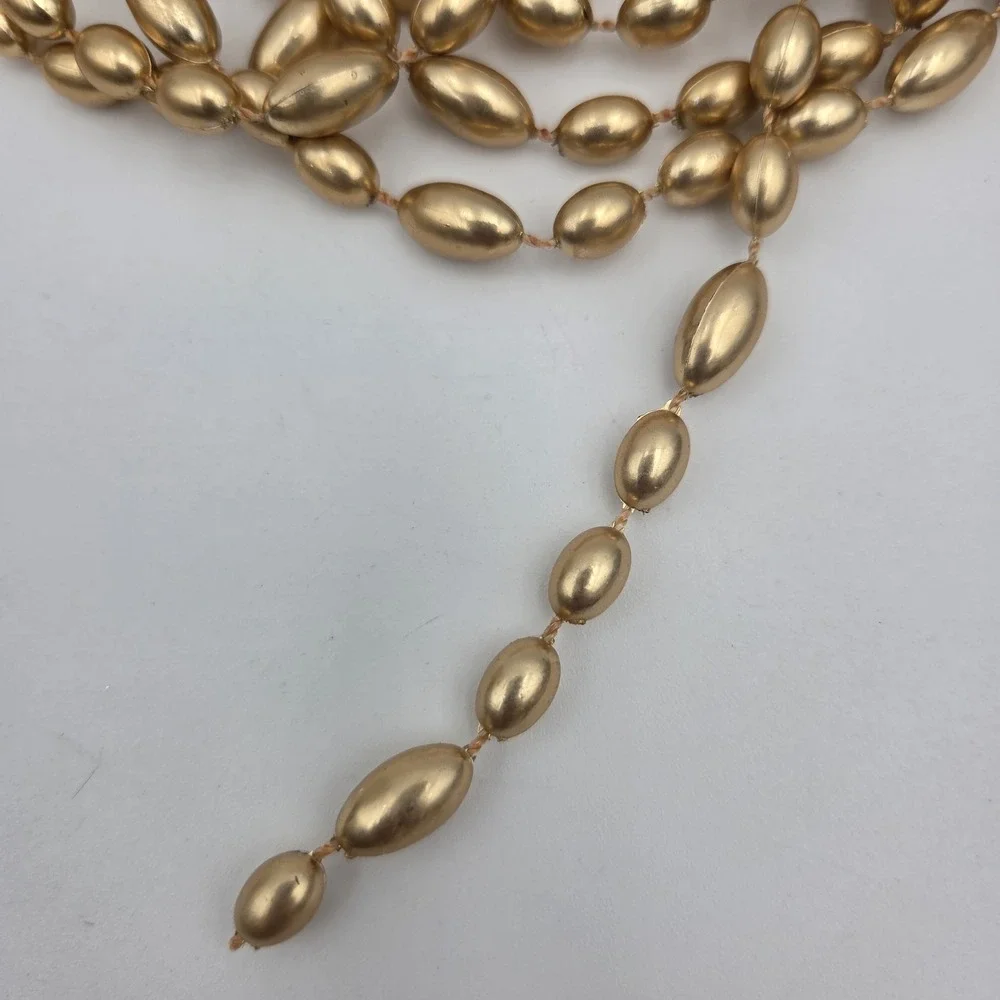 Vintage Mercury Glass Bead Christmas 18ft Long Garland Gold